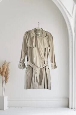 London Fog 12 Trench Rain Coat Belted Lined Vtg 90s